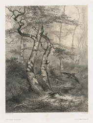 Lièvre poursuivi par un autour, 1858
