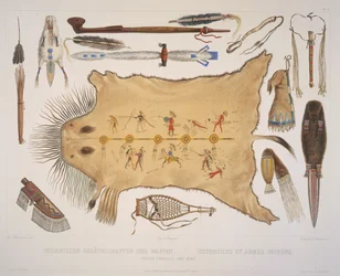 Ustensiles et armes indiens, gravés par A. Zschokke et J. Hurliman, publiés en 1840
