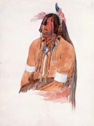 Peut-être Ahschüpsa-Masihichsi, homme Hidatsa (aquarelle et mine de plomb sur papier)