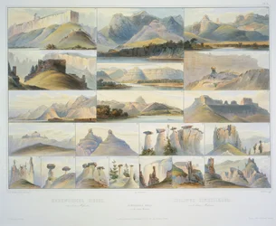 Collines remarquables sur le Haut Missouri, gravé par F. Salathe, publié en 1839