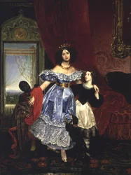 Portrait de la comtesse Samoilova avec (Giovanina) Amazilia Pacini et un jeune garçon noir