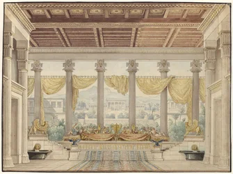 Alexandre et Darius. Tragédie de Friedrich von Uechtritz. Projet pour le 4e décor. Salle ouverte