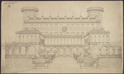 Bad Muskau. Château. Première proposition de transformation. Élévation du côté sud