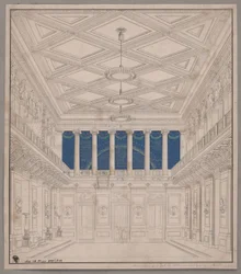 Berlin. Schauspielhaus sur le Gendarmenmarkt, salle de concert. Décoration pour la fête des naturalistes