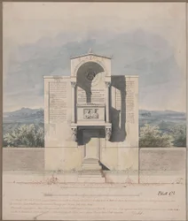 Bonn. Projet de monument funéraire pour Barthold Georg Niebuhr, avec le portrait en relief du couple