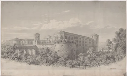 Halle-sur-Saale. Projet de transformation du château de Moritzburg. Vue du nord-est
