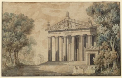 Iphigénie en Tauride. Pièce de Johann Wolfgang von Goethe. Projet de décor. Temple de Diane