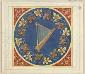 Projet de médaillon avec harpe dorée
