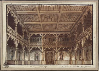 Ratibor et Wanda. Pièce de Jakob Andreas Konrad Levezow. Projet pour le 2e décor. Appartement des femmes dans le château