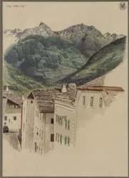Rue à Hofgastein avec vue sur le Hüttelkogel, le Graukogel, le massif du Feuerseng et la Gamskarspitze