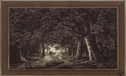 Chemin forestier avec une calèche