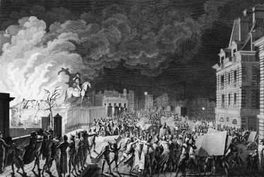 Début de la Révolution française : Incendie du corps de garde sur le Pont Neuf à Paris le 29 août 1788
