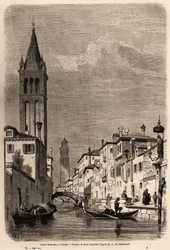 Le canal Rezonico, dessin de Karl Girardet (1813-1871), pour illustrer le voyage d