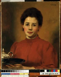 Jeune femme en rouge