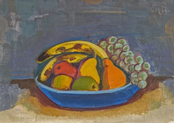 Bol bleu avec des fruits