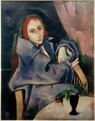 Fille avec vase bleu