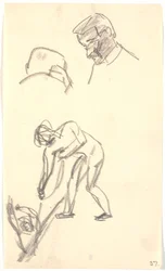 Différents petits croquis : Deux têtes d