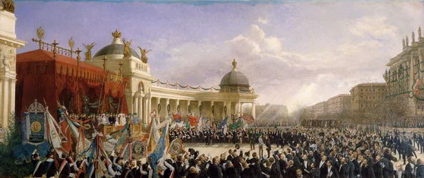 Hommage des chanteurs autrichiens au couple impérial le 27 avril 1879