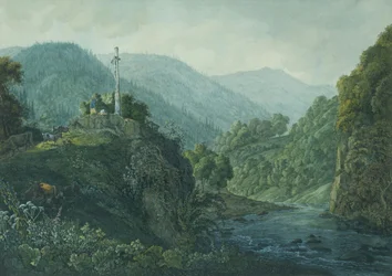 French : Le tableau de la croix près de Weißenbach