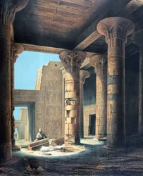Intérieur du temple de Philae". Lithographie d