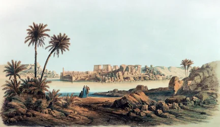 Vue de Philae". Lithographie d