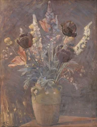 Vase en terre cuite avec des tulipes et d