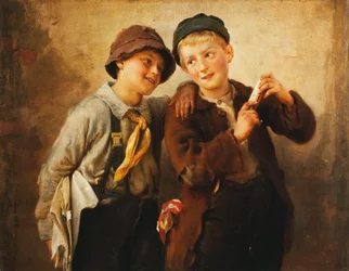 Deux garçons avec harmonica
