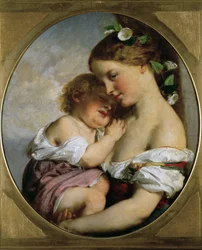 Mère et enfant (huile sur toile)