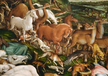 Noé, sa famille et tous les animaux quittant l