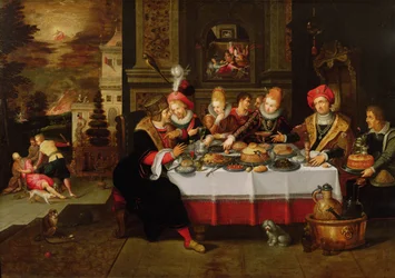 Lazare et la table du riche (de Luc XVI) (panneau)