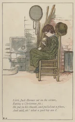Petit Jack Horner assis dans le coin (lithographie en couleur)