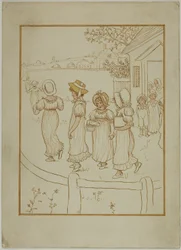 Filles descendant une allée