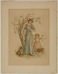 Femme avec balai et petite fille