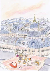 Pique-nique sur un toit parisien avec vue sur la Tour Eiffel