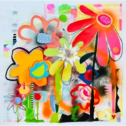 symphonie florale, 2025 (technique mixte sur papier)