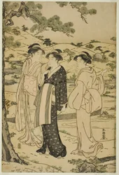 Femmes visitant un sanctuaire Inari