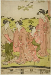 Femmes visitant un sanctuaire Inari