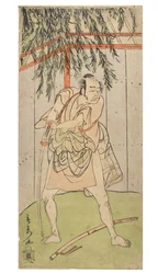 Acteur en personnage (homme) appuyé sur une épée tirée avec un fourreau au sol (c.1768-1770)