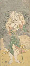 Asao Tamejuro en vieil homme aux cheveux gris dans des vêtements en lambeaux, ca. 1789