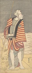 Le deuxième Ichikawa Komazo en batelier debout sur le pont d