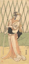 Le troisième Segawa Kikunojo en femme debout sur une route, vers 1788