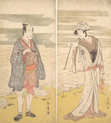 Deux acteurs : le quatrième Matsumoto Koshiro en homme vêtu d