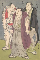 Trois lutteurs de sumo : Onogawa, Seimiyama et Yatsugamine, vers 1790