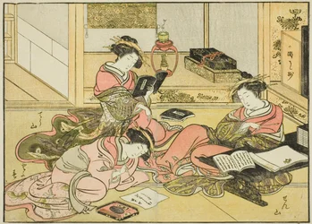 Courtisanes du Chojiya, du livre "Miroir des belles femmes des quartiers de plaisir (Seiro bijin awase sugata kagami)," vol. 1