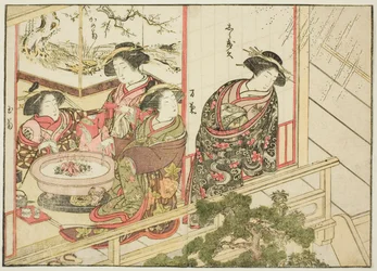Courtisanes du Kiribishiya, du livre « Miroir des belles femmes des quartiers de plaisir (Seiro bijin awase sugata kagami) », vol. 2