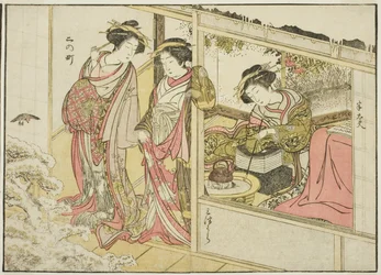 Courtisanes de Nakaomiya, du livre "Miroir des belles femmes des quartiers de plaisir (Seiro bijin awase sugata kagami)", vol. 2