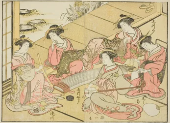 Courtisanes du Tamaya, du livre "Miroir des belles femmes des quartiers de plaisir (Seiro bijin awase sugata kagami)," vol. 1