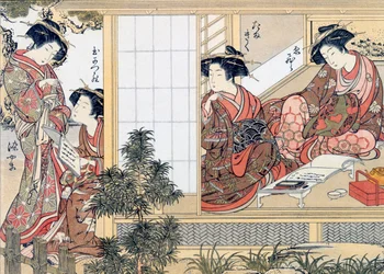 Courtisanes japonaises lisant et écrivant, vers 1776
