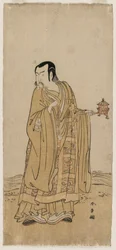 Ichimura Uzaemon IX en tant que Shingen dans Une chaîne de perles de prière secouée à un ruban de cascade