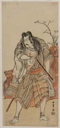 Nakajima Kanzaemon en seigneur déguisé en chasseur avec un fusil, vers début des années 1780